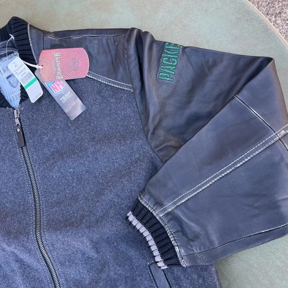 $595 Tommy Bahama Green Bay Packers Island Wool + Leather Premium Varsity Jacket